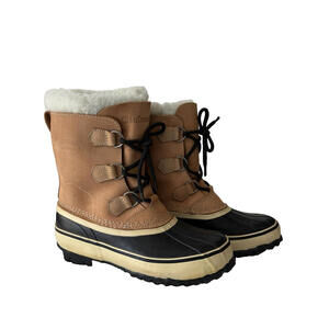 LACROSSE Tan Leather Lined Steel Shank Winter Duck Boots MENS 6 Women’s 8 BOOTS